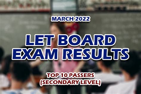 RESULT: March 2022 LET Secondary Top 10 Passers .